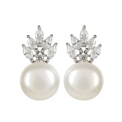 Discount Crown And Pearl Stud Earrings Earrings