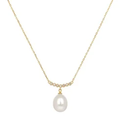 Sale Gold Crescent Pearl Drop Necklace Necklaces