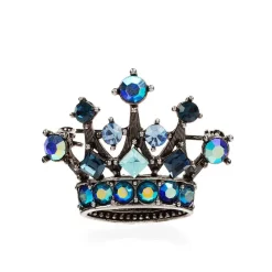 Discount Small Blue Crystal Crown Brooch Brooches