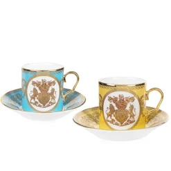 Clearance Special Edition Lustre Turquoise And Yellow Coffee Cup And Saucer Cups & Saucers