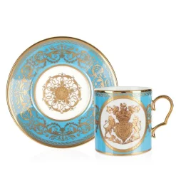 Clearance Special Edition Lustre Turquoise And Yellow Coffee Cup And Saucer Cups & Saucers