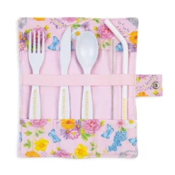 Hot The Summertime Pink Bamboo Cutlery Wrap Picnics