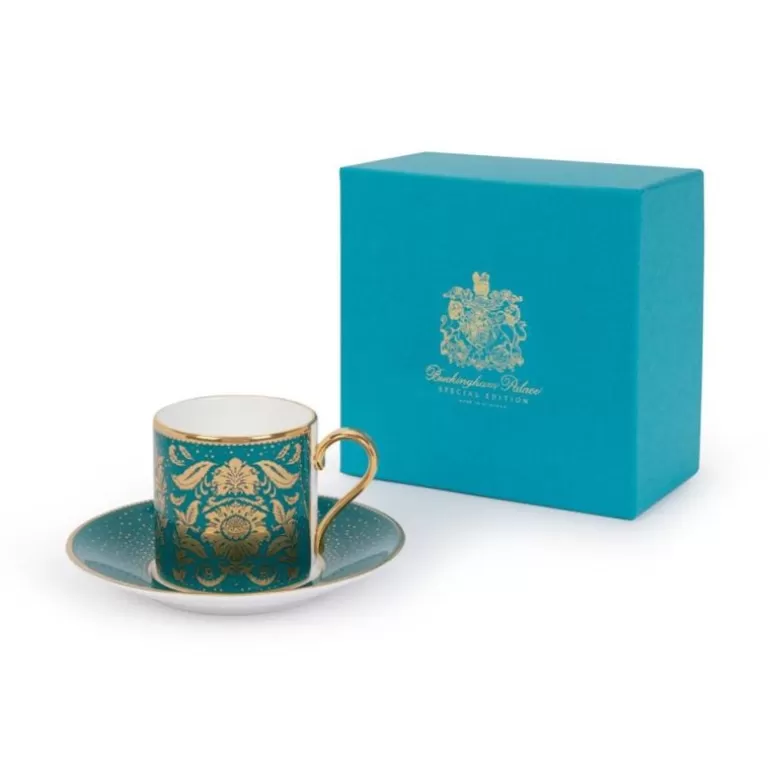 Royal Collection Shop Cups & Saucers*Acanthus Teal Coffee Cup And Saucer