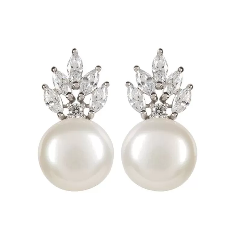 Royal Collection Shop Earrings*Crown And Pearl Stud Earrings