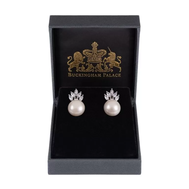 Royal Collection Shop Earrings*Crown And Pearl Stud Earrings