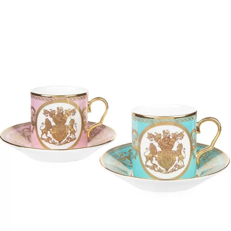 Royal Collection Shop Cups & Saucers*Special Edition Lustre Pink And Green Coffee Cup And Saucer