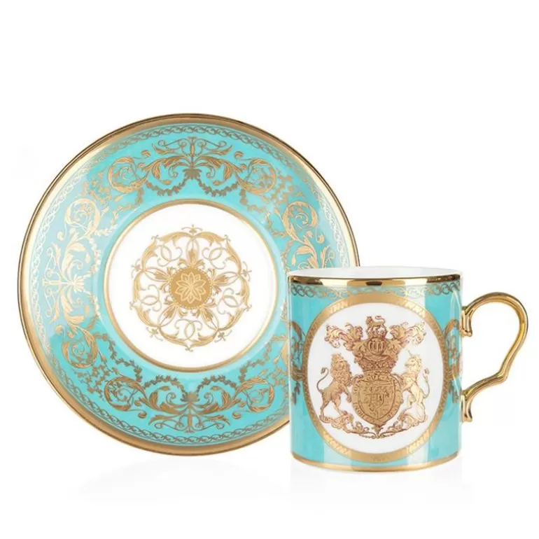 Royal Collection Shop Cups & Saucers*Special Edition Lustre Pink And Green Coffee Cup And Saucer