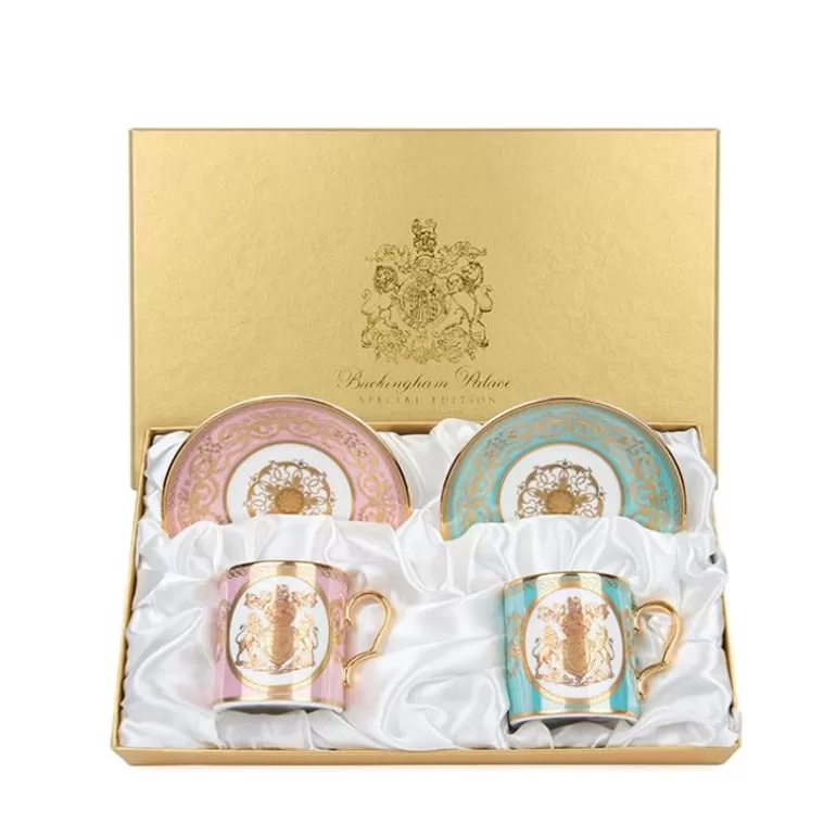 Royal Collection Shop Cups & Saucers*Special Edition Lustre Pink And Green Coffee Cup And Saucer