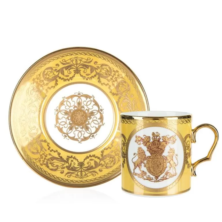 Royal Collection Shop Cups & Saucers*Special Edition Lustre Turquoise And Yellow Coffee Cup And Saucer