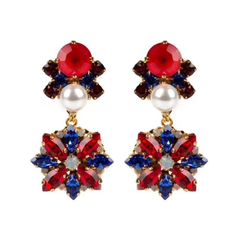 Royal Collection Shop Earrings*Vicki Sarge Red, White And Blue Large Drop Earrings