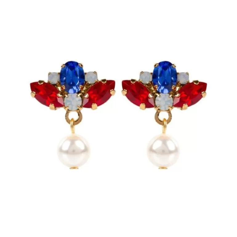 Royal Collection Shop Earrings*Vicki Sarge Red, White And Blue Small Drop Earrings