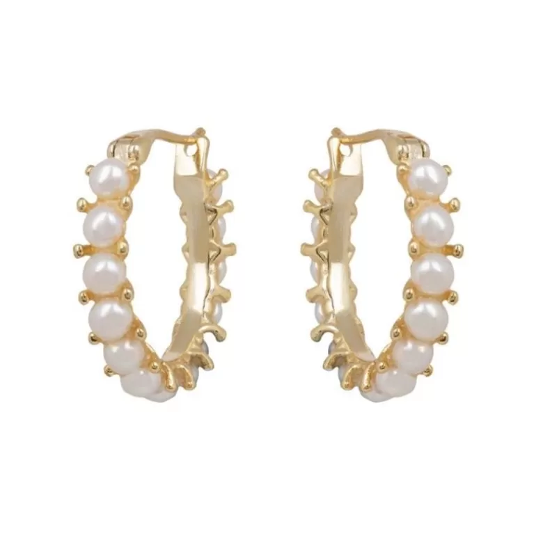 Royal Collection Shop Earrings*White Pearl Hoop Earrings