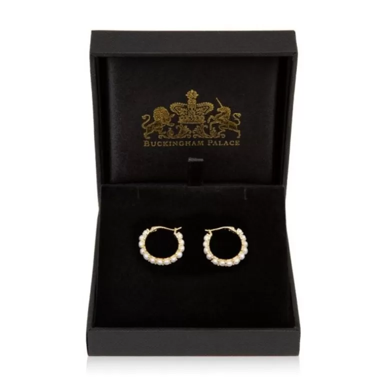 Royal Collection Shop Earrings*White Pearl Hoop Earrings