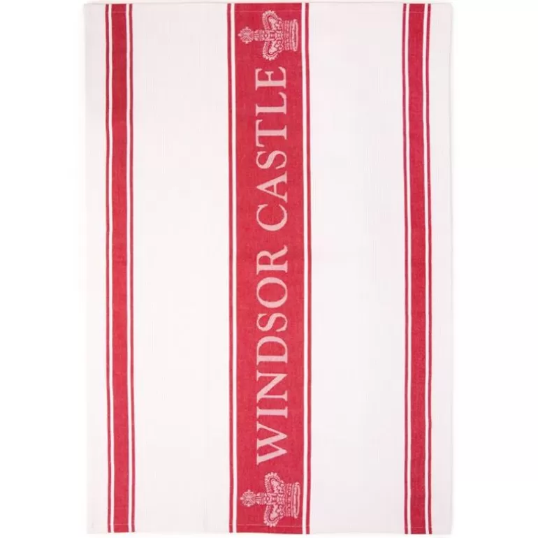 Royal Collection Shop Breakfast Table*Windsor Castle Red Waffle Tea Towel