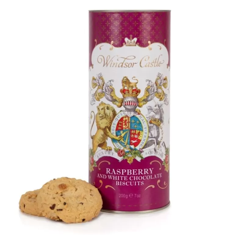 Royal Collection Shop Biscuits*Windsor Castle White Chocolate And Raspberry Biscuit Tube